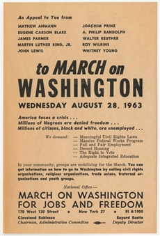 1963 Martin Luther King Historic March On Washington Flyer (University Archives LOA)